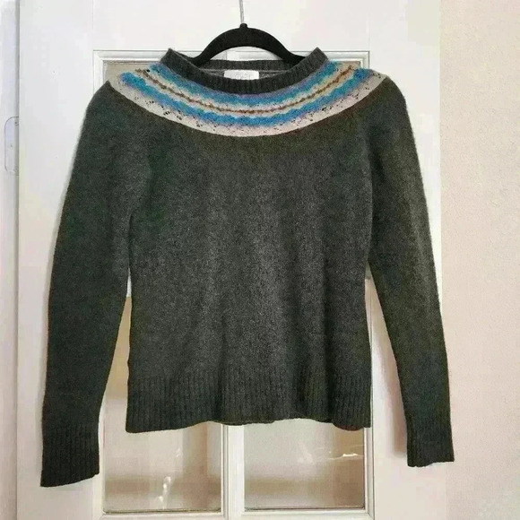 Ann Taylor Loft Women's Green Wool Angora Cashmere Blend Cozy Knit Sweater Small - Picture 1 of 10